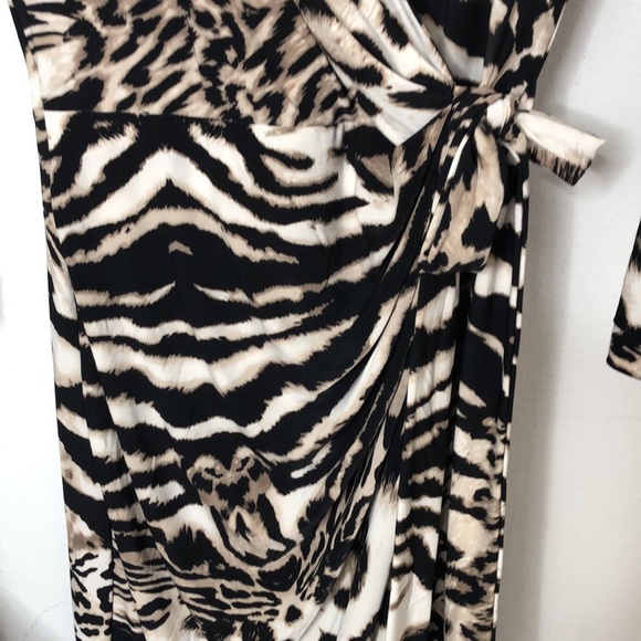 INC Animal Print  Leopard Tiger‎ Zebra Safari Stretch Knit Wrap Dress Sz XS - Picture 10 of 12